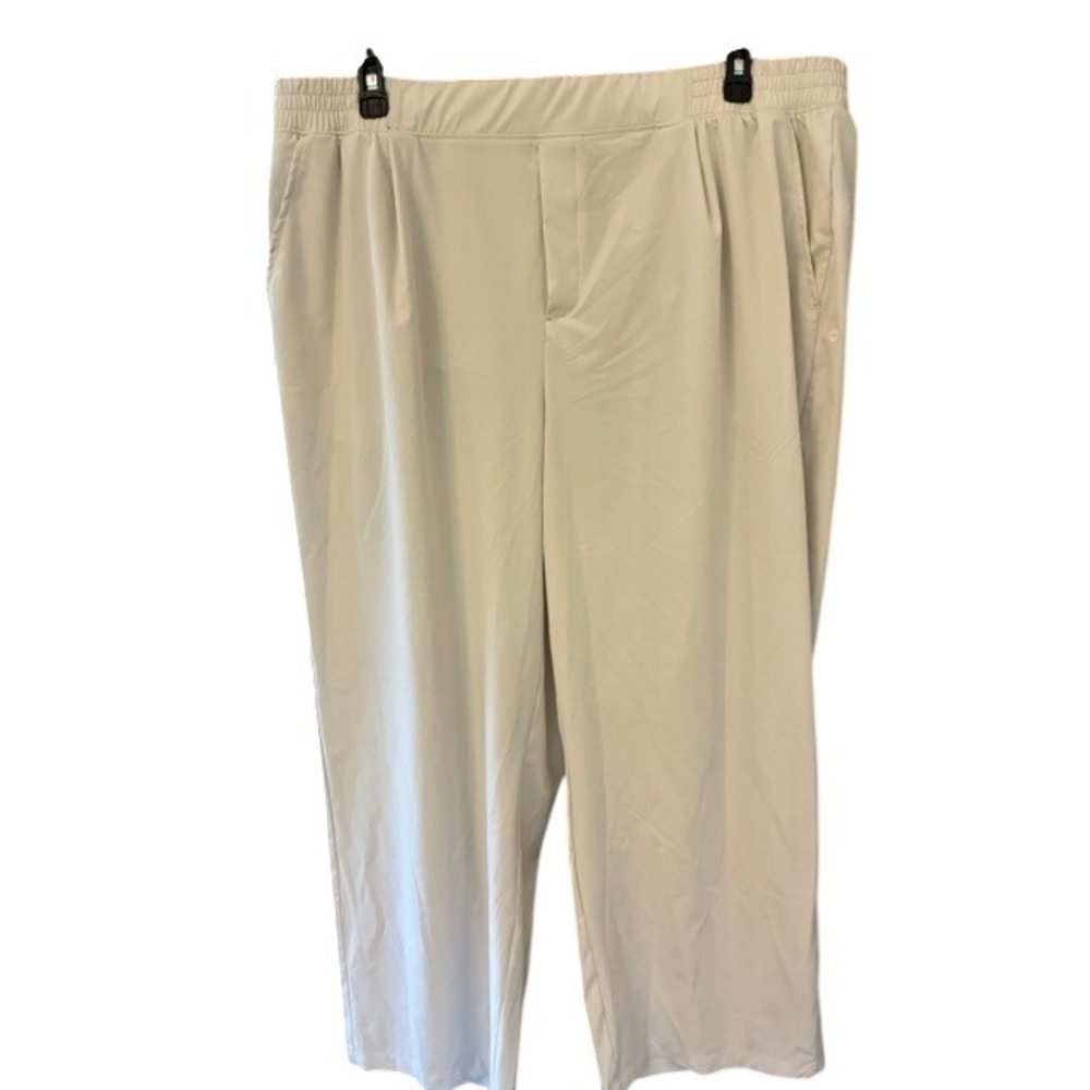 Avia Wide Leg Pants Womens XXXL (22) Cream Excellent Pleated Elastic Waist